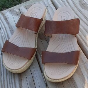 Crocs Women's A-Leigh 2-Strap Mini Wedge Sandal Heel